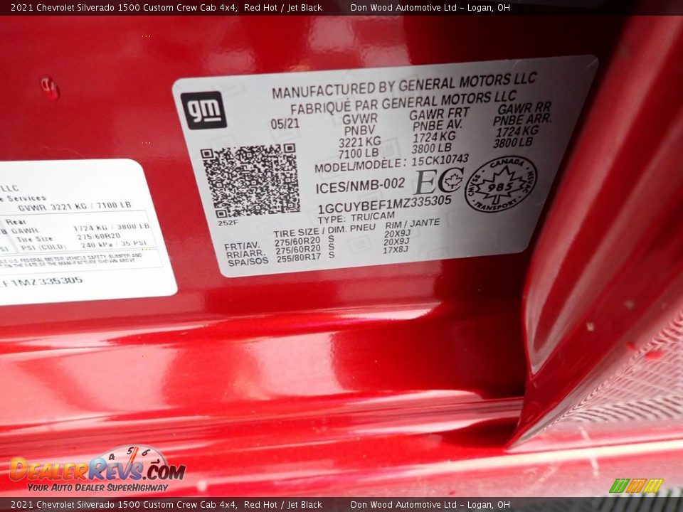 2021 Chevrolet Silverado 1500 Custom Crew Cab 4x4 Red Hot / Jet Black Photo #30