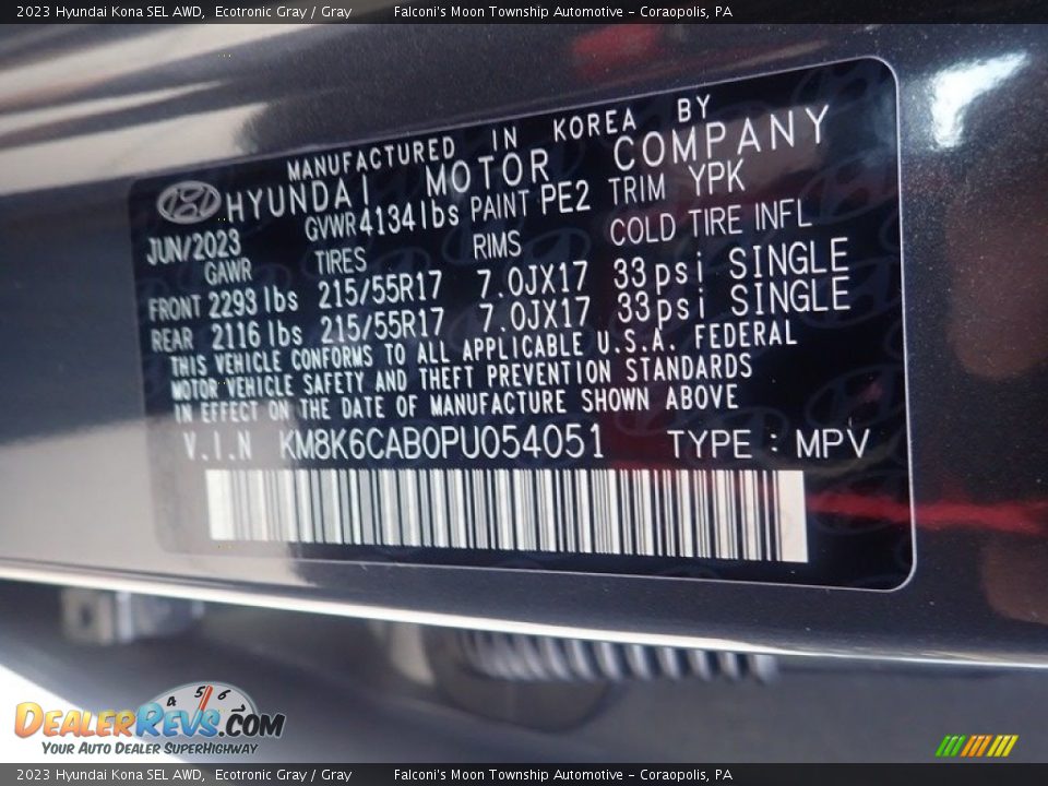 2023 Hyundai Kona SEL AWD Ecotronic Gray / Gray Photo #18
