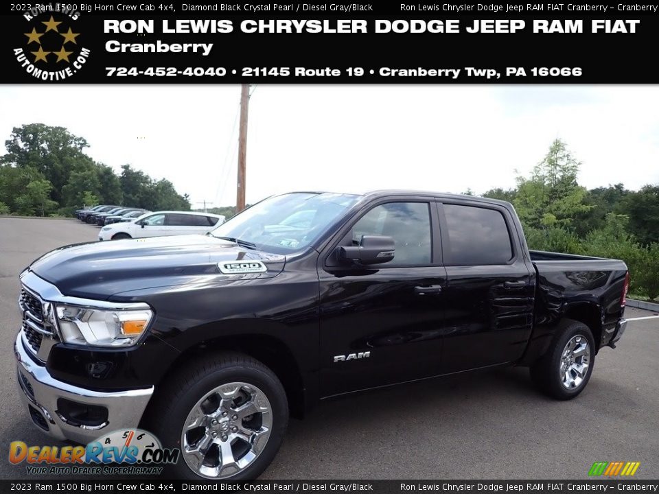 2023 Ram 1500 Big Horn Crew Cab 4x4 Diamond Black Crystal Pearl / Diesel Gray/Black Photo #1
