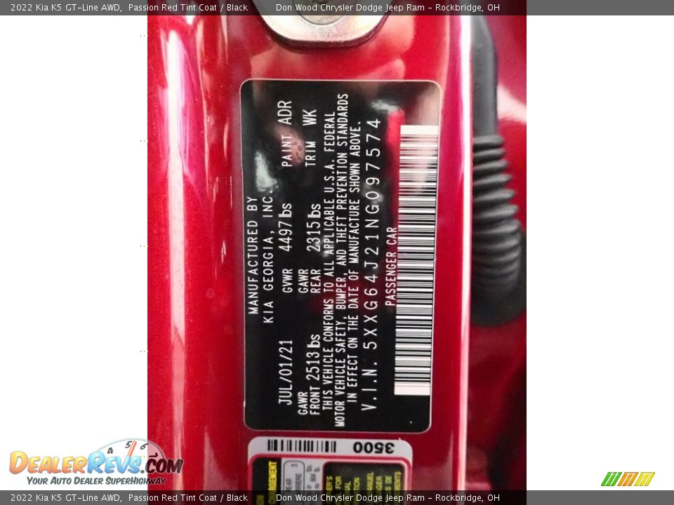 2022 Kia K5 GT-Line AWD Passion Red Tint Coat / Black Photo #35