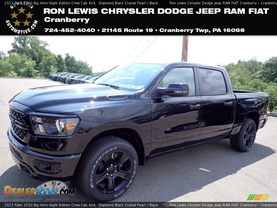 2023 Ram 1500 Big Horn Night Edition Crew Cab 4x4 Diamond Black Crystal Pearl / Black Photo #1