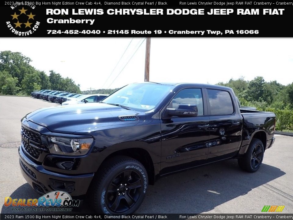 2023 Ram 1500 Big Horn Night Edition Crew Cab 4x4 Diamond Black Crystal Pearl / Black Photo #1