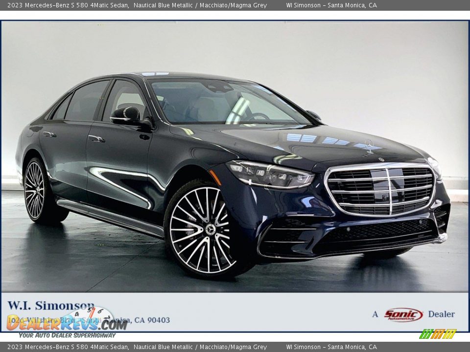 2023 Mercedes-Benz S 580 4Matic Sedan Nautical Blue Metallic / Macchiato/Magma Grey Photo #1