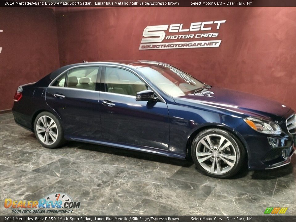 2014 Mercedes-Benz E 350 4Matic Sport Sedan Lunar Blue Metallic / Silk Beige/Espresso Brown Photo #2