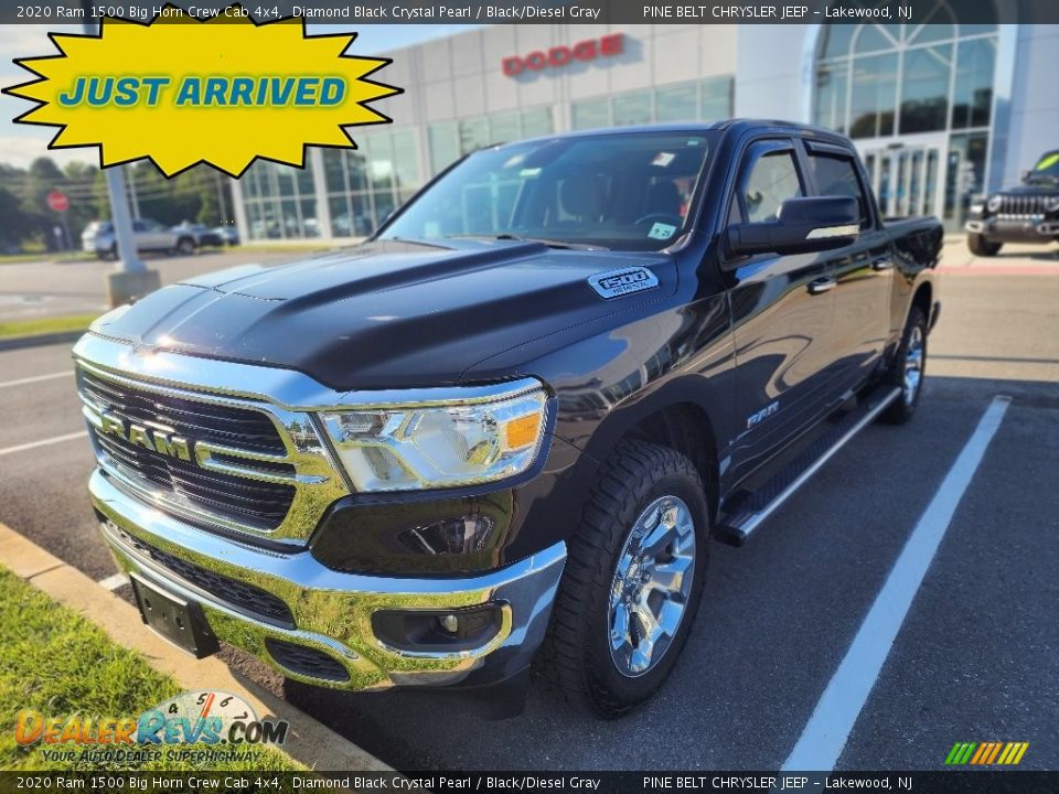 2020 Ram 1500 Big Horn Crew Cab 4x4 Diamond Black Crystal Pearl / Black/Diesel Gray Photo #1