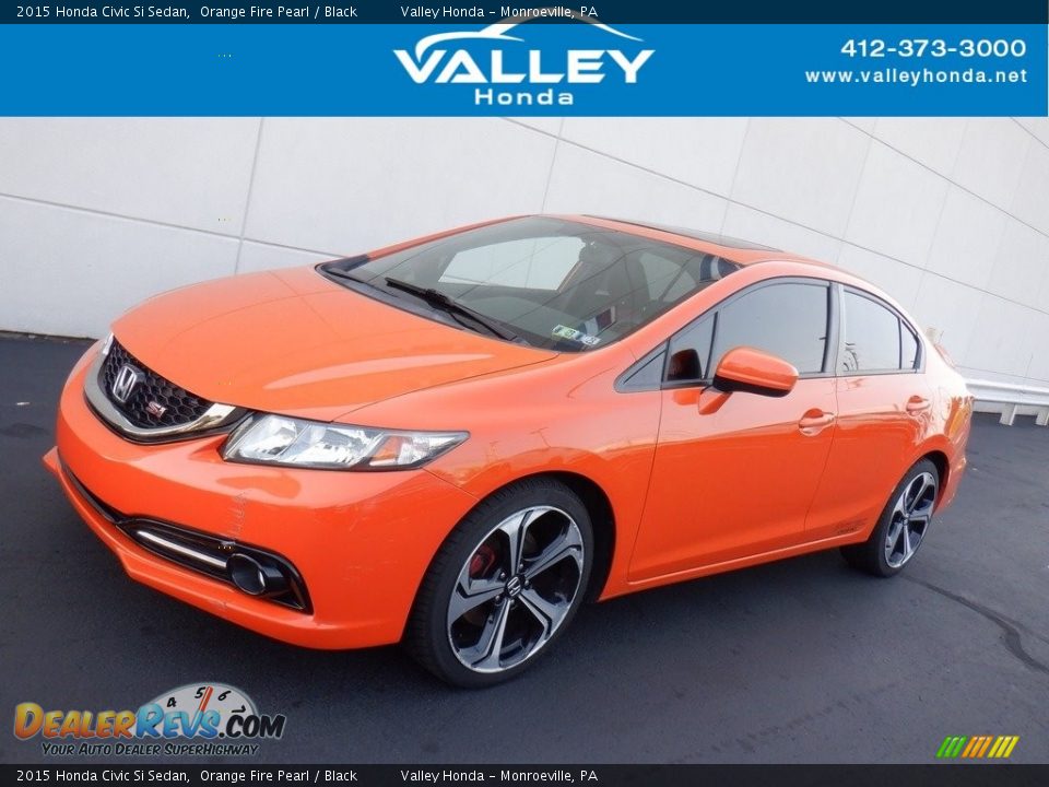 2015 Honda Civic Si Sedan Orange Fire Pearl / Black Photo #1