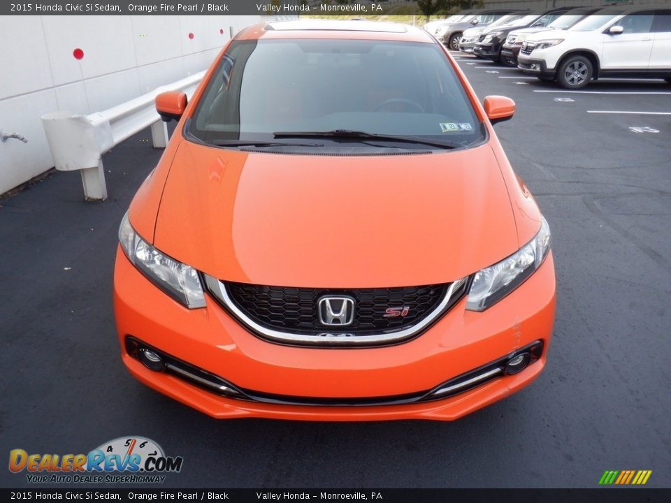 2015 Honda Civic Si Sedan Orange Fire Pearl / Black Photo #3