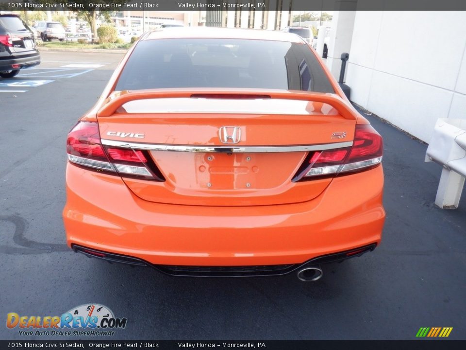 2015 Honda Civic Si Sedan Orange Fire Pearl / Black Photo #6