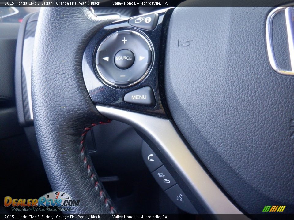 2015 Honda Civic Si Sedan Orange Fire Pearl / Black Photo #24