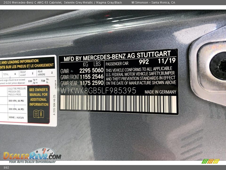 Mercedes-Benz Color Code 992 Selenite Grey Metallic