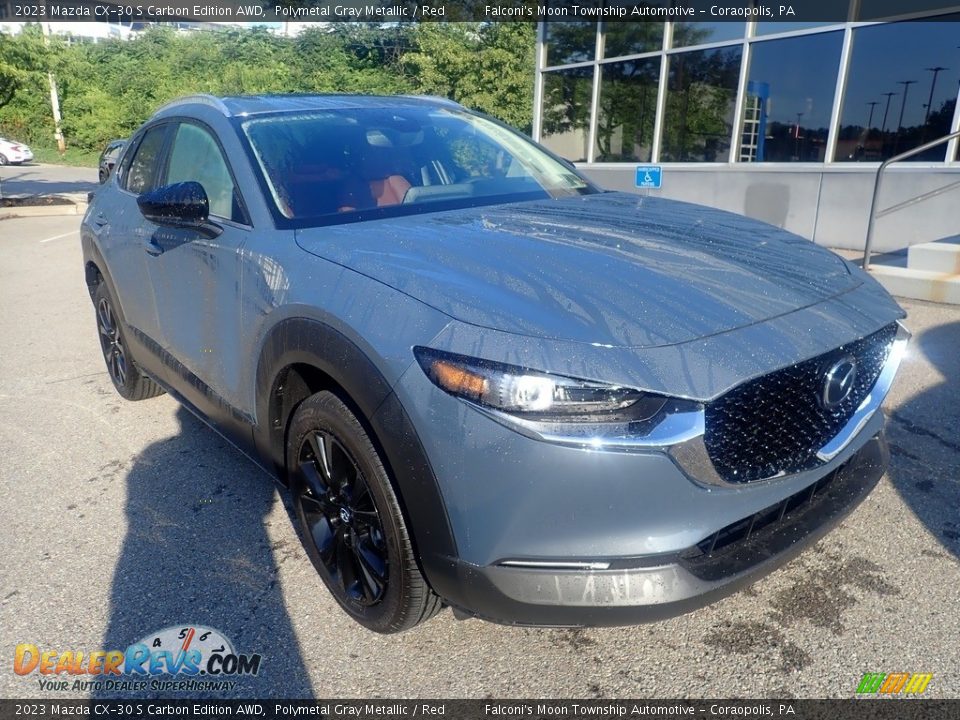 2023 Mazda CX-30 S Carbon Edition AWD Polymetal Gray Metallic / Red Photo #9