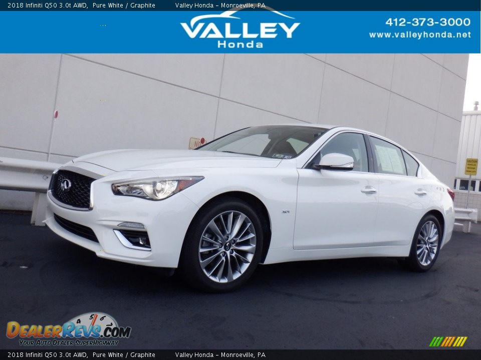 2018 Infiniti Q50 3.0t AWD Pure White / Graphite Photo #1