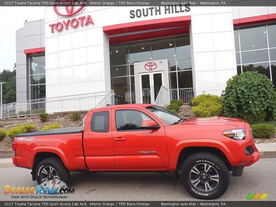 2017 Toyota Tacoma TRD Sport Access Cab 4x4 Inferno Orange / TRD Black/Orange Photo #2