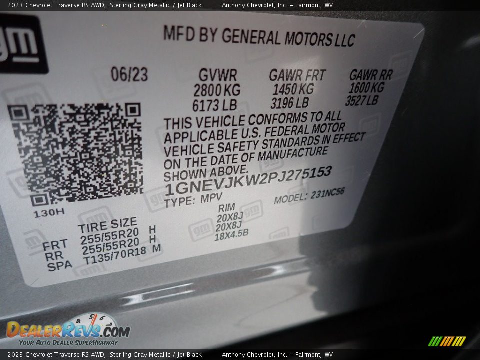 2023 Chevrolet Traverse RS AWD Sterling Gray Metallic / Jet Black Photo #14