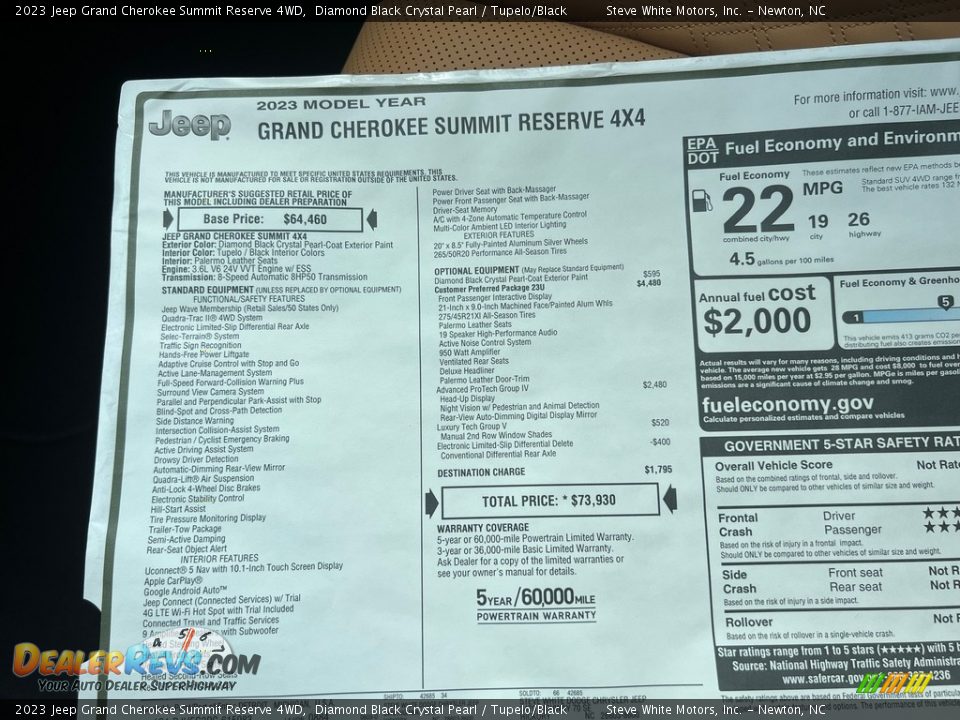 2023 Jeep Grand Cherokee Summit Reserve 4WD Window Sticker Photo #36