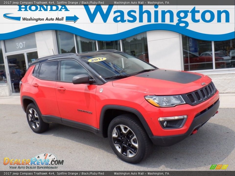 2017 Jeep Compass Trailhawk 4x4 Spitfire Orange / Black/Ruby Red Photo #1