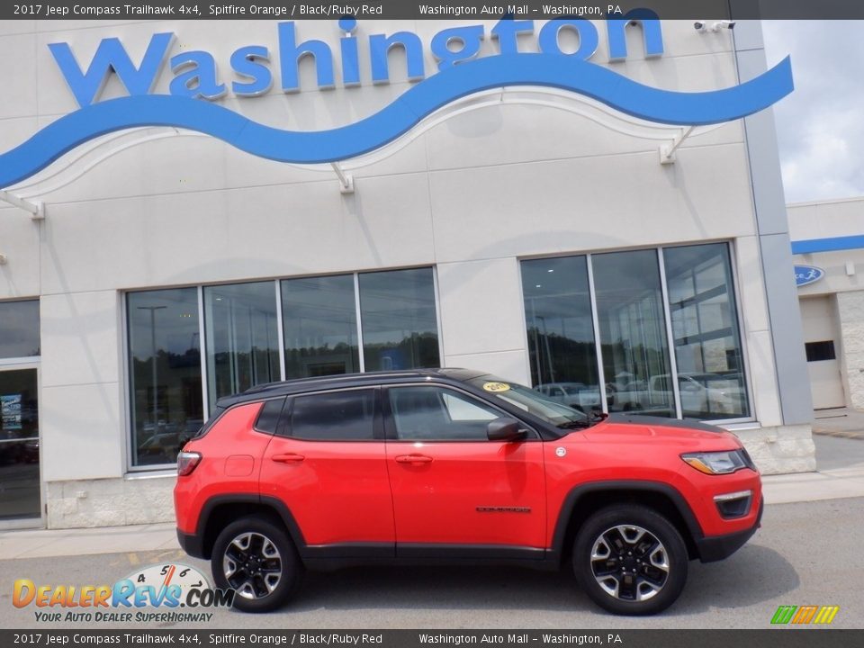 2017 Jeep Compass Trailhawk 4x4 Spitfire Orange / Black/Ruby Red Photo #2