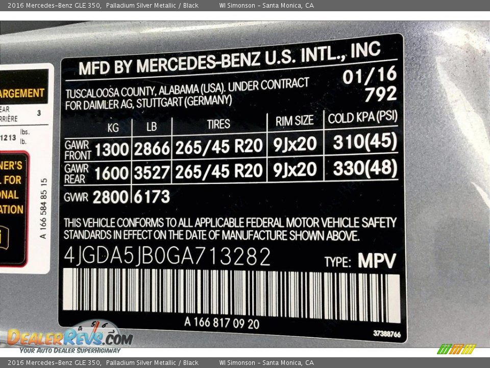 2016 Mercedes-Benz GLE 350 Palladium Silver Metallic / Black Photo #33