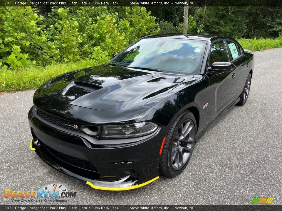 2023 Dodge Charger Scat Pack Plus Pitch Black / Ruby Red/Black Photo #2