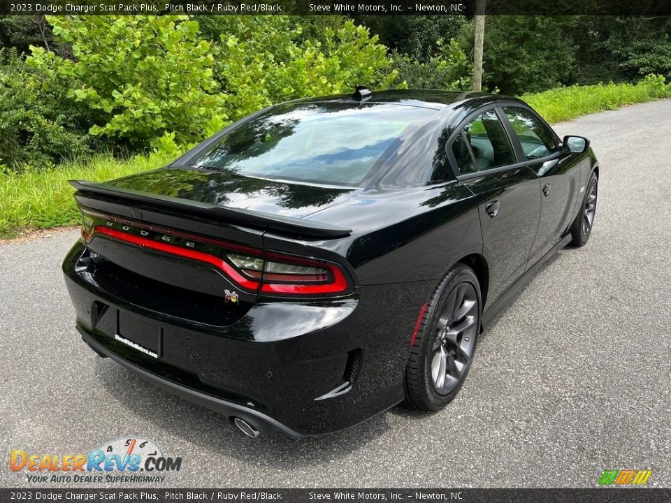 2023 Dodge Charger Scat Pack Plus Pitch Black / Ruby Red/Black Photo #6