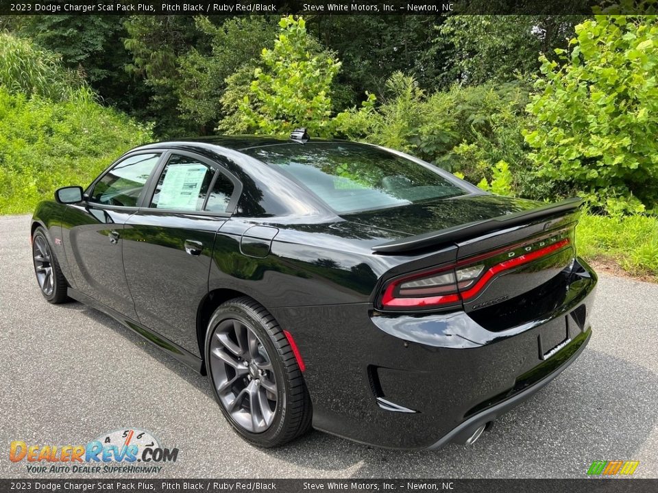 2023 Dodge Charger Scat Pack Plus Pitch Black / Ruby Red/Black Photo #8