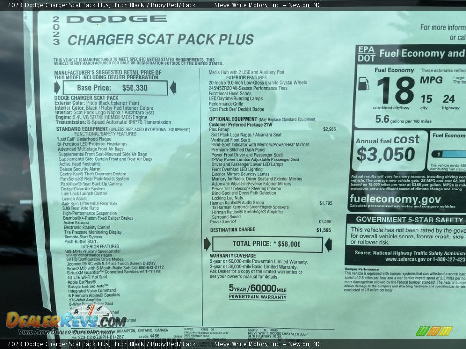 2023 Dodge Charger Scat Pack Plus Window Sticker Photo #29