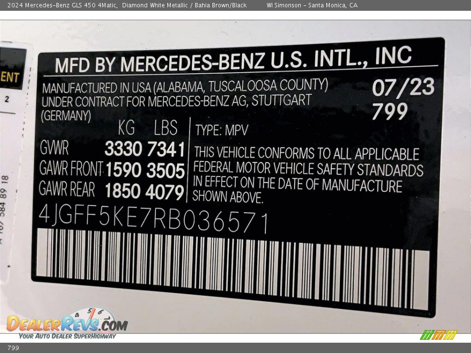 Mercedes-Benz Color Code 799 Diamond White Metallic