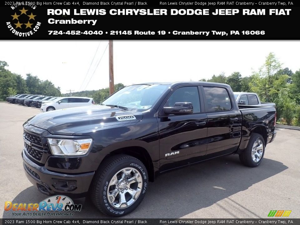 2023 Ram 1500 Big Horn Crew Cab 4x4 Diamond Black Crystal Pearl / Black Photo #1
