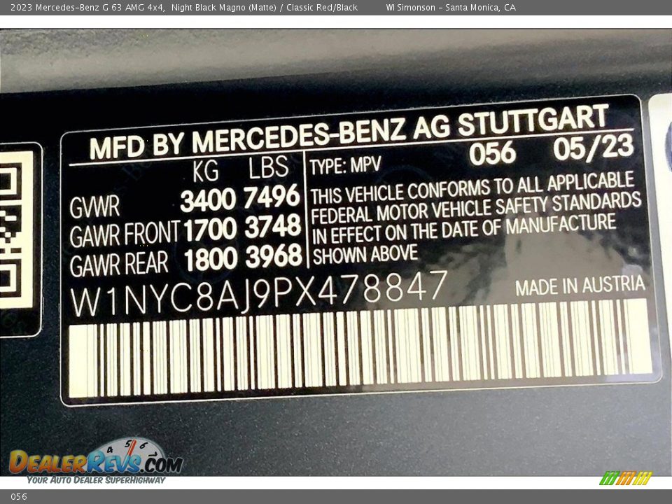 Mercedes-Benz Color Code 056 Night Black Magno (Matte)