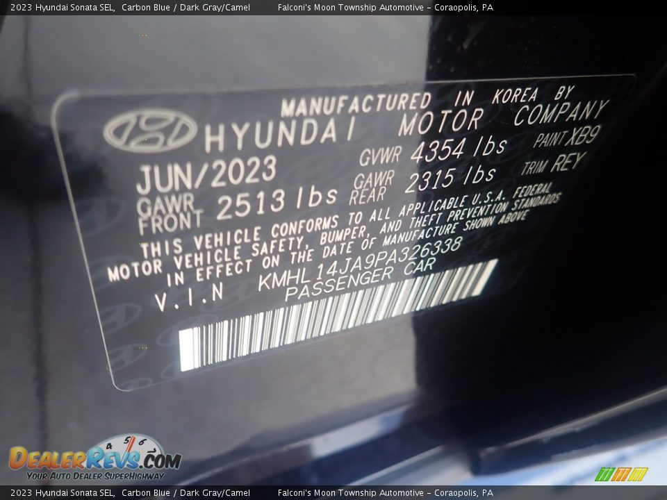 2023 Hyundai Sonata SEL Carbon Blue / Dark Gray/Camel Photo #18