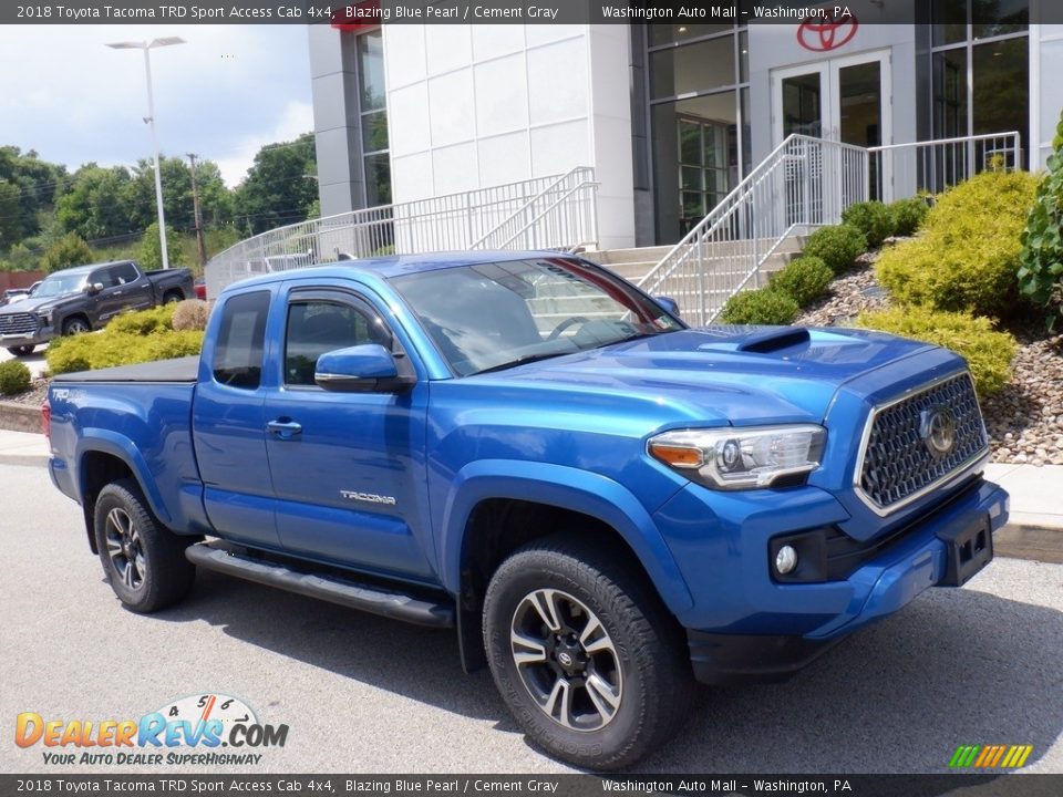 2018 Toyota Tacoma TRD Sport Access Cab 4x4 Blazing Blue Pearl / Cement Gray Photo #1
