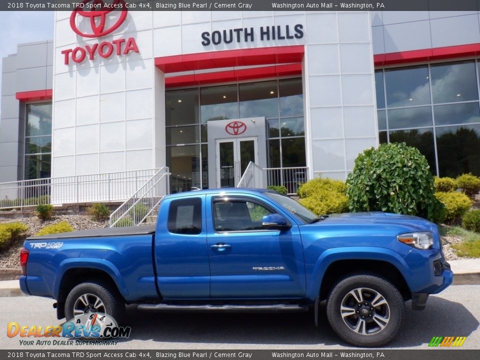 2018 Toyota Tacoma TRD Sport Access Cab 4x4 Blazing Blue Pearl / Cement Gray Photo #2