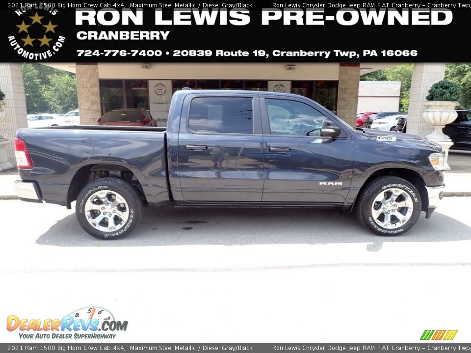 2021 Ram 1500 Big Horn Crew Cab 4x4 Maximum Steel Metallic / Diesel Gray/Black Photo #1
