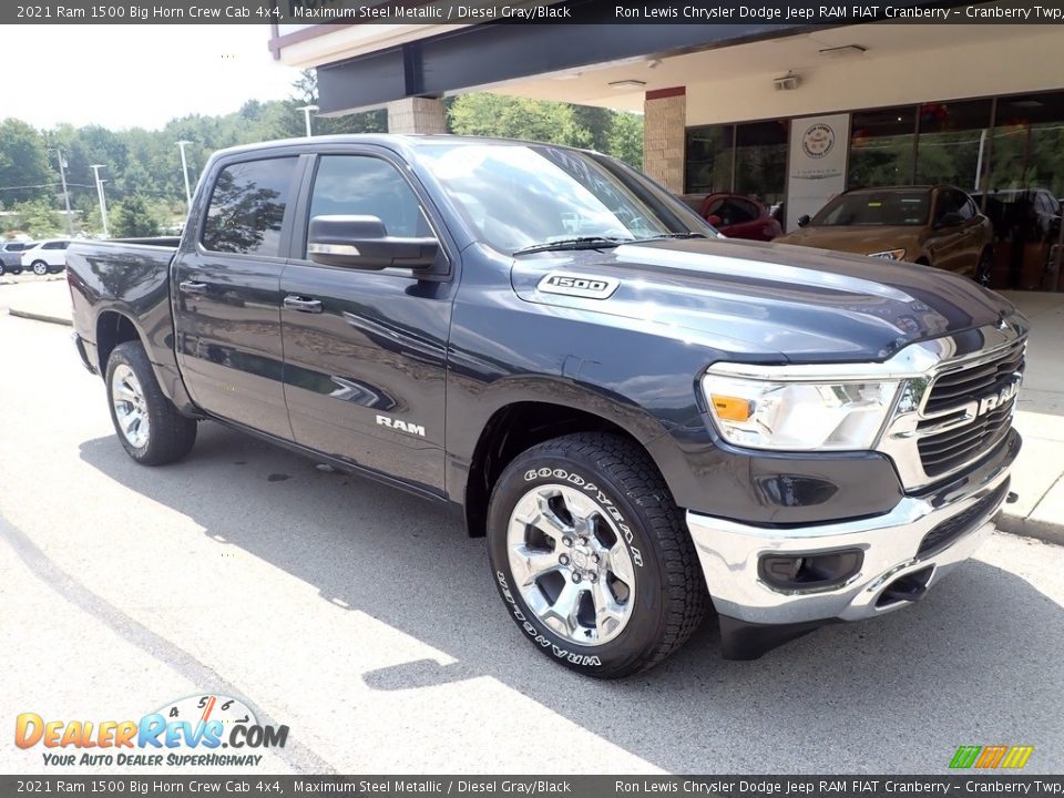 2021 Ram 1500 Big Horn Crew Cab 4x4 Maximum Steel Metallic / Diesel Gray/Black Photo #2