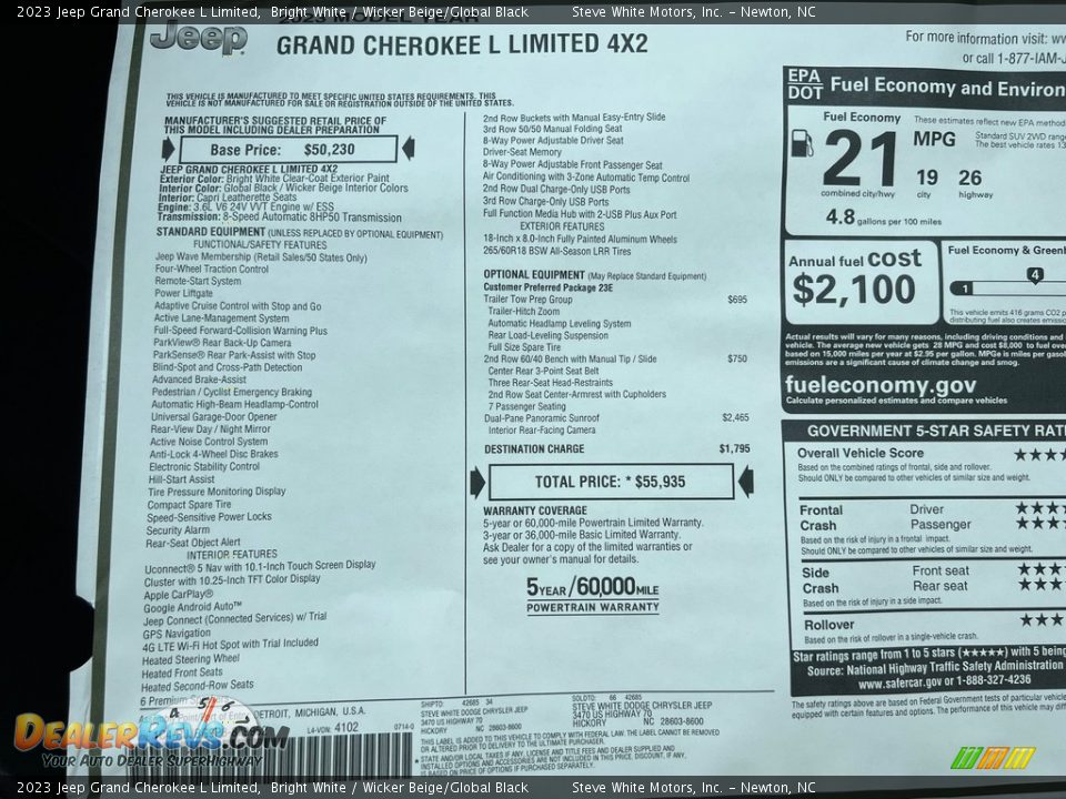 2023 Jeep Grand Cherokee L Limited Window Sticker Photo #31