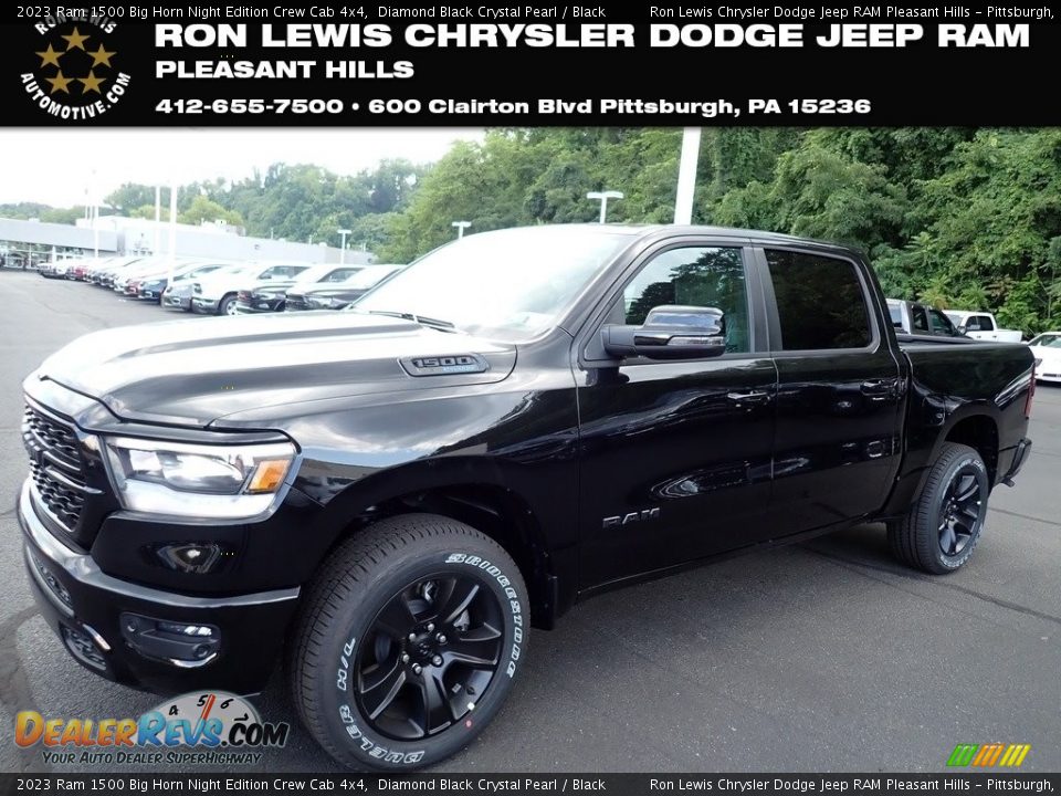 2023 Ram 1500 Big Horn Night Edition Crew Cab 4x4 Diamond Black Crystal Pearl / Black Photo #1