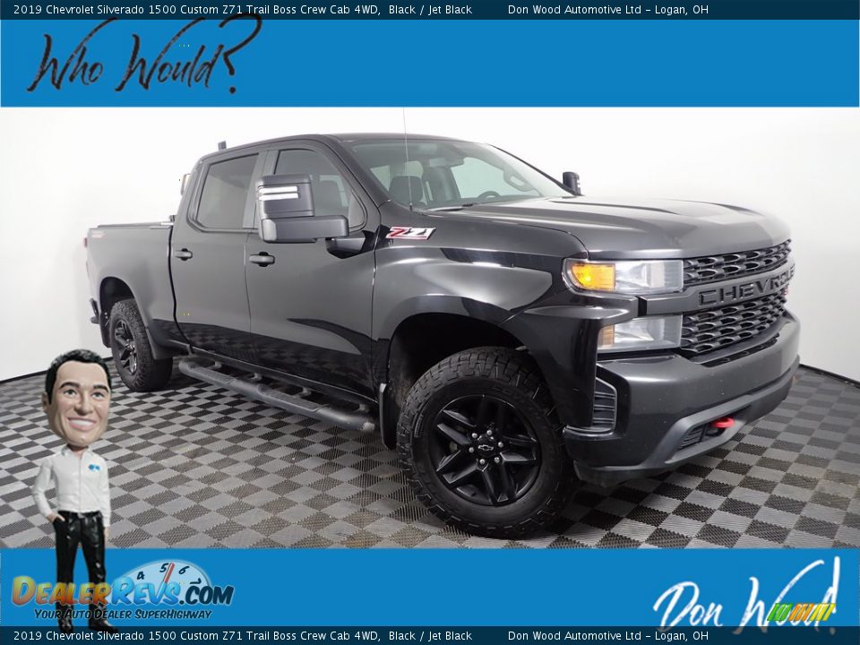 2019 Chevrolet Silverado 1500 Custom Z71 Trail Boss Crew Cab 4WD Black / Jet Black Photo #1