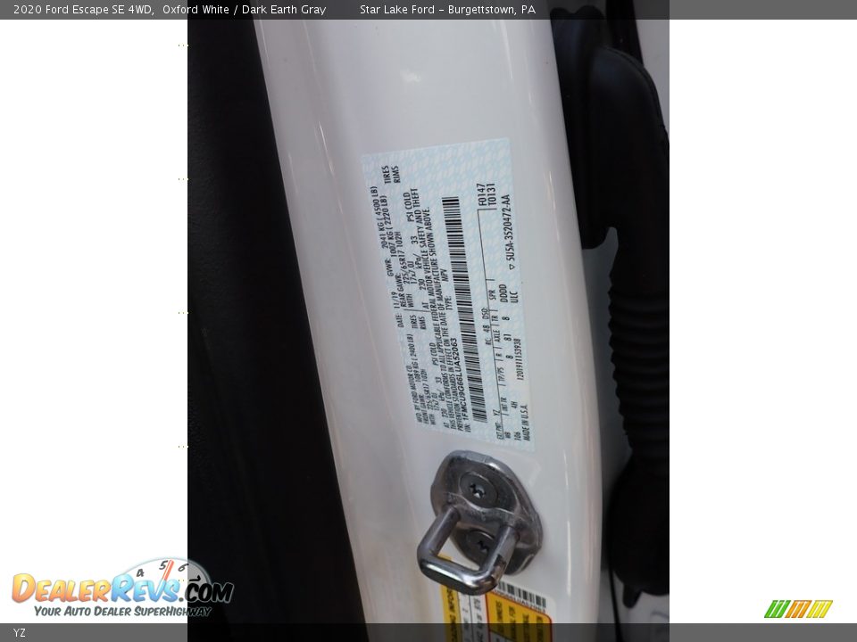 Ford Color Code YZ Oxford White