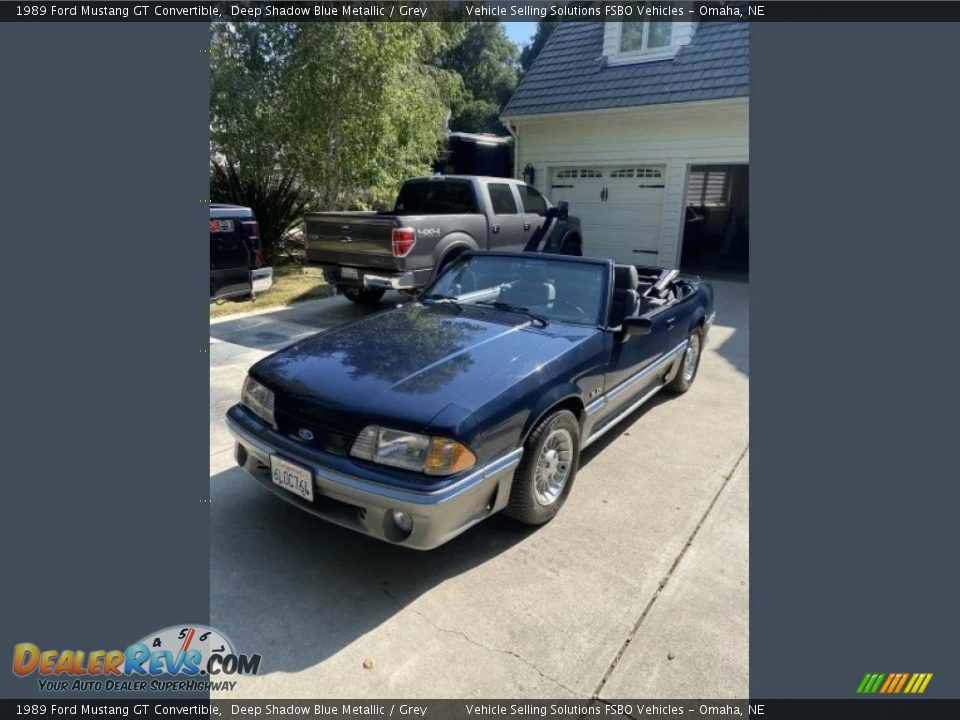 1989 Ford Mustang GT Convertible Deep Shadow Blue Metallic / Grey Photo #1