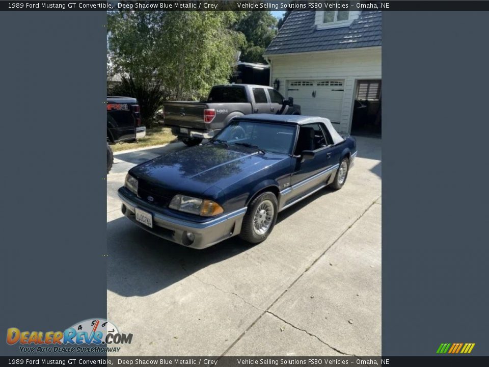 1989 Ford Mustang GT Convertible Deep Shadow Blue Metallic / Grey Photo #2