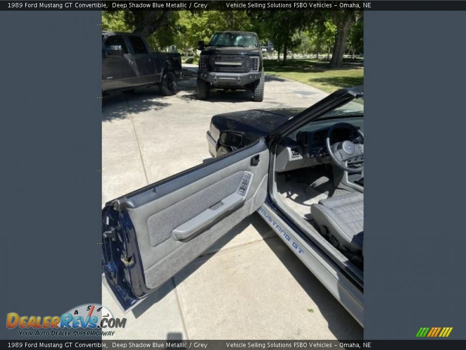 1989 Ford Mustang GT Convertible Deep Shadow Blue Metallic / Grey Photo #4