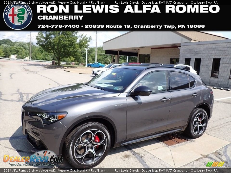 2024 Alfa Romeo Stelvio Veloce AWD Vesuvio Gray Metallic / Red/Black Photo #1