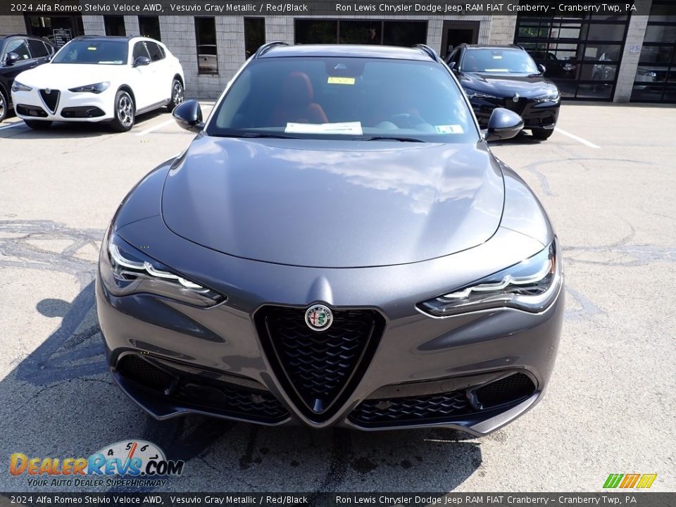 2024 Alfa Romeo Stelvio Veloce AWD Vesuvio Gray Metallic / Red/Black Photo #8