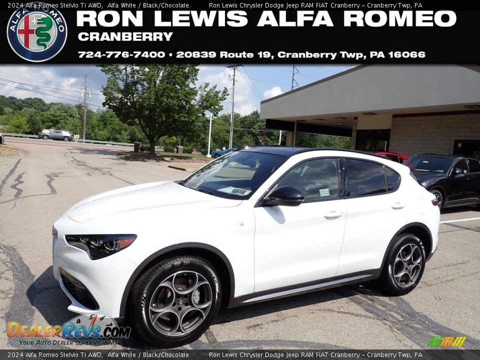 2024 Alfa Romeo Stelvio Ti AWD Alfa White / Black/Chocolate Photo #1