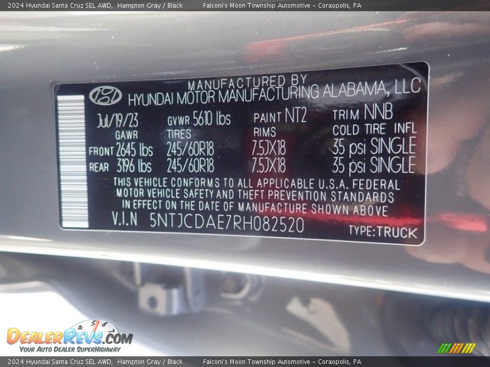 2024 Hyundai Santa Cruz SEL AWD Hampton Gray / Black Photo #18