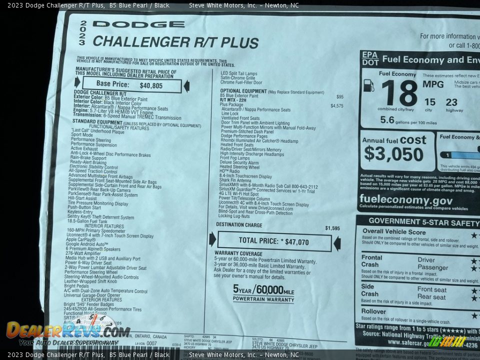 2023 Dodge Challenger R/T Plus Window Sticker Photo #25