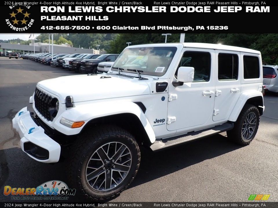 2024 Jeep Wrangler 4-Door High Altitude 4xe Hybrid Bright White / Green/Black Photo #1