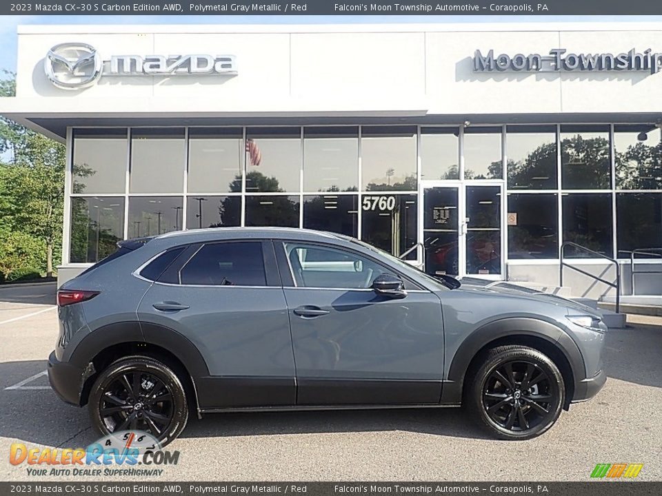 2023 Mazda CX-30 S Carbon Edition AWD Polymetal Gray Metallic / Red Photo #1