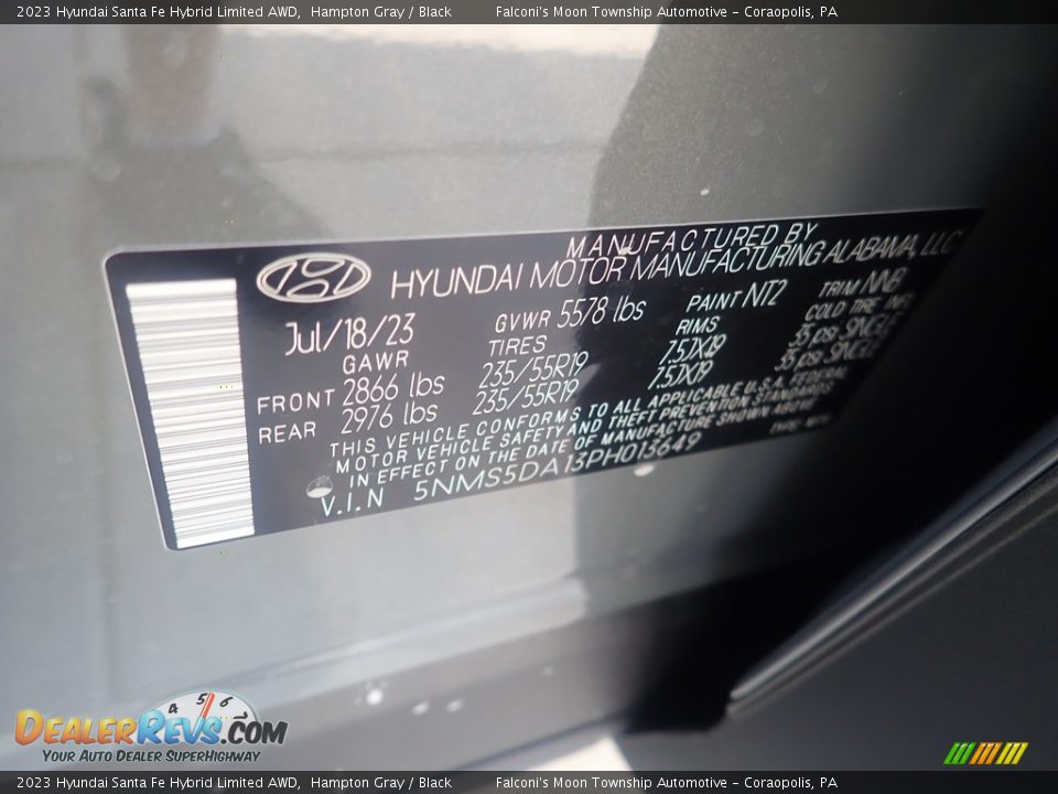 2023 Hyundai Santa Fe Hybrid Limited AWD Hampton Gray / Black Photo #18