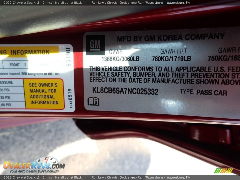 2022 Chevrolet Spark LS Crimson Metallic / Jet Black Photo #15